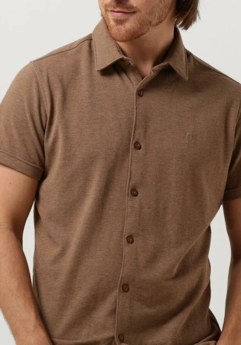 DSTREZZED bruine dstrezzed casual overhemd shirt melange pique
