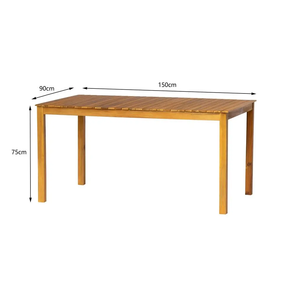 Tafel voor binnen en buiten, 6 personen, in acacia