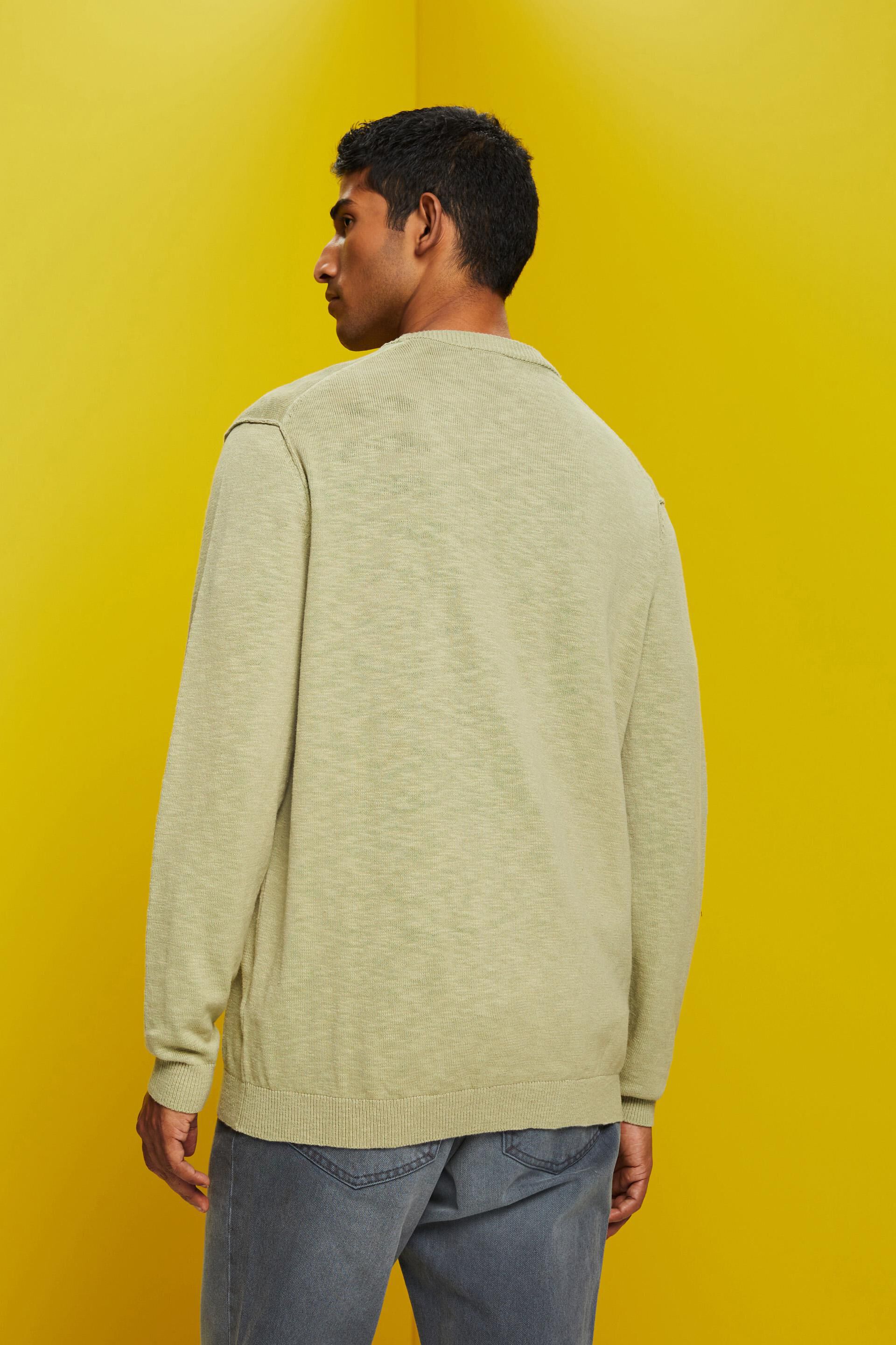 Cardigan à encolure en V, dans un mélange de coton et de lin