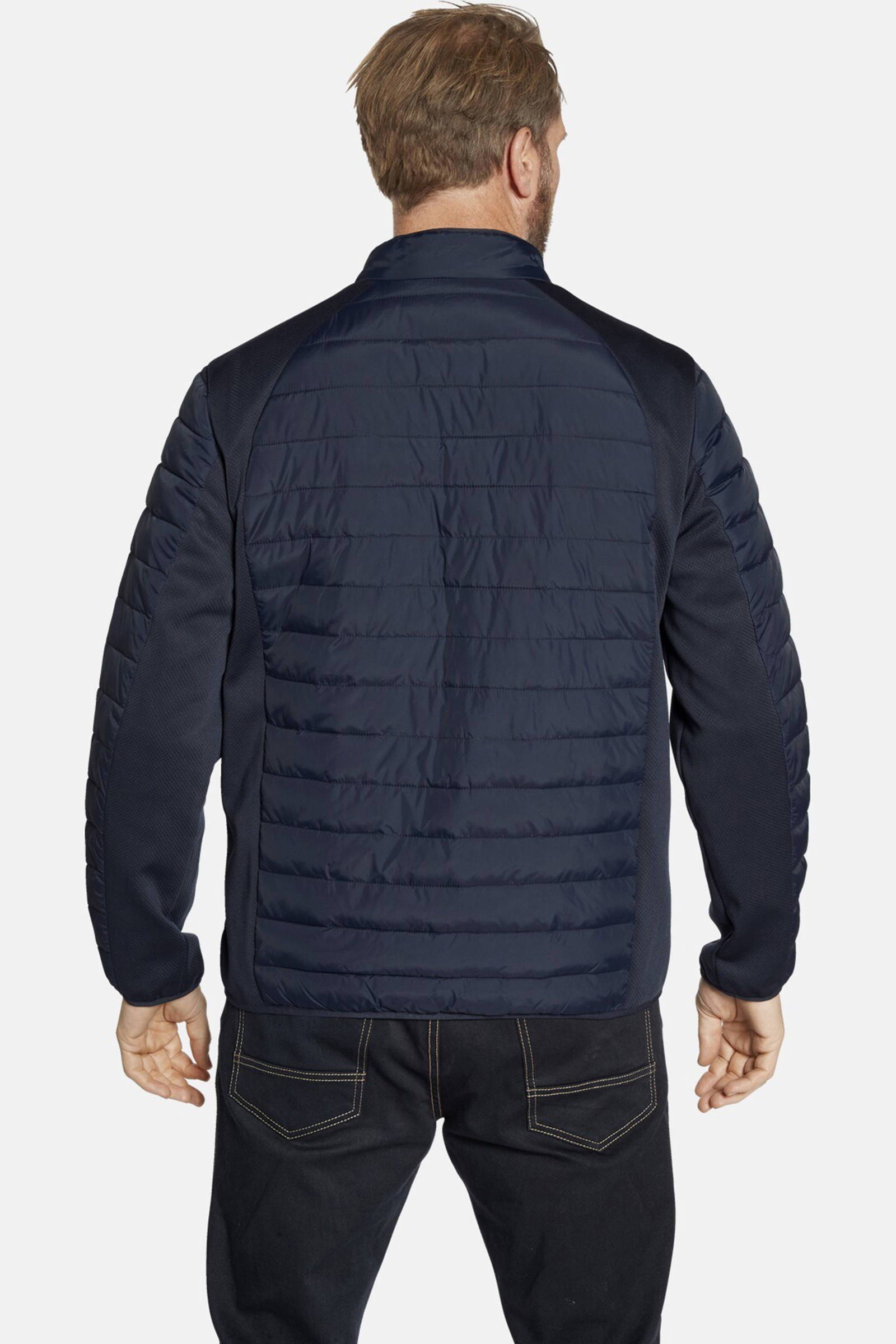 Jan Vanderstorm gewatteerde jas MANDIUS  Plus Size met printopdruk donkerblauw