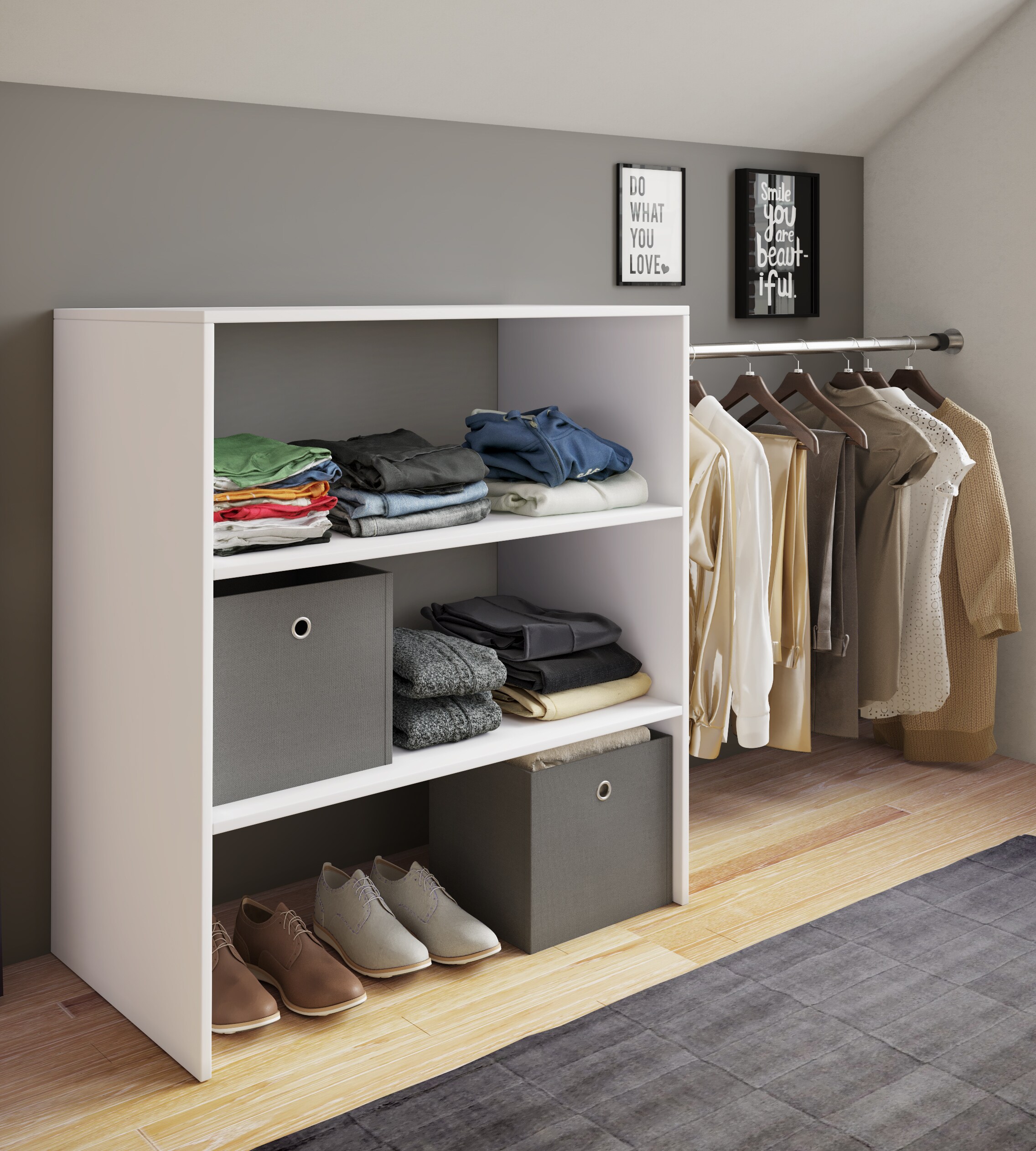 VCM Holz Offener Kleiderschrank begehbarer Kleiderregal Dachschrägen Regal Dacho ll