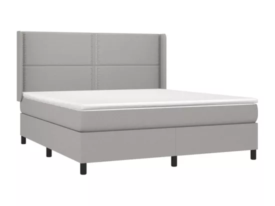 Sommier tapissier matelas et LED Gris clair 160x200 cm Tissu