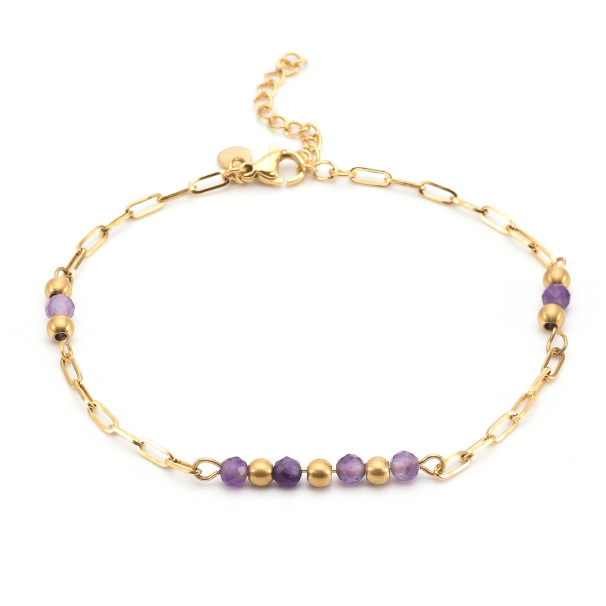 Sixty Stones - 60 - Chaîne De Cheville Chaine Doré Et Amethyste - 25 X 0,4 Cm-
