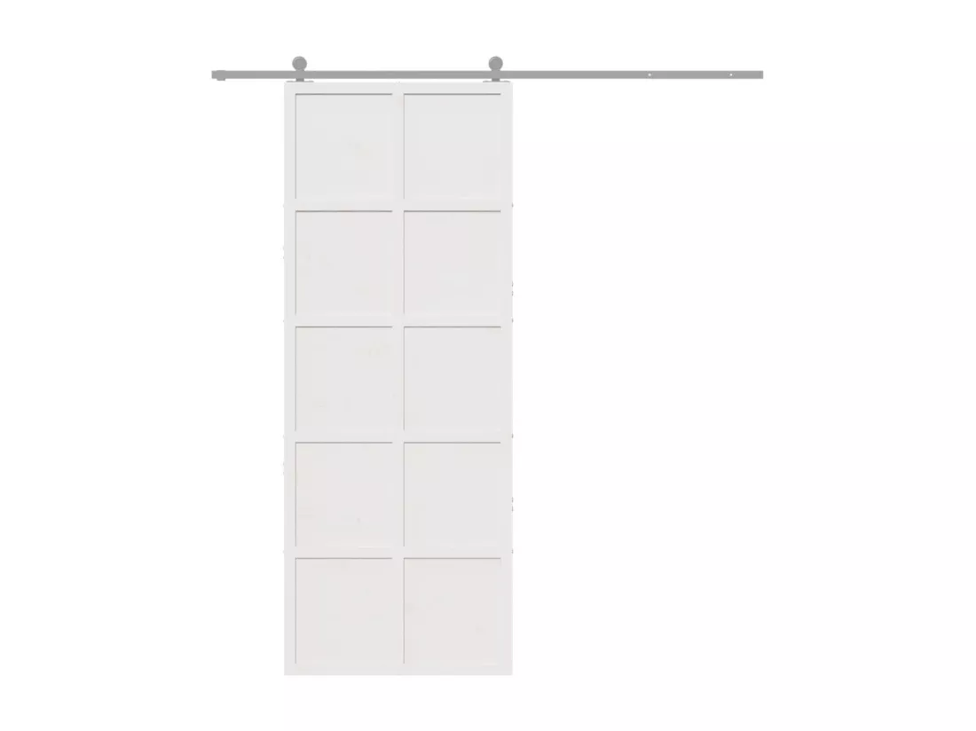 Porte de grange blanc 80x208 cm bois massif de pin