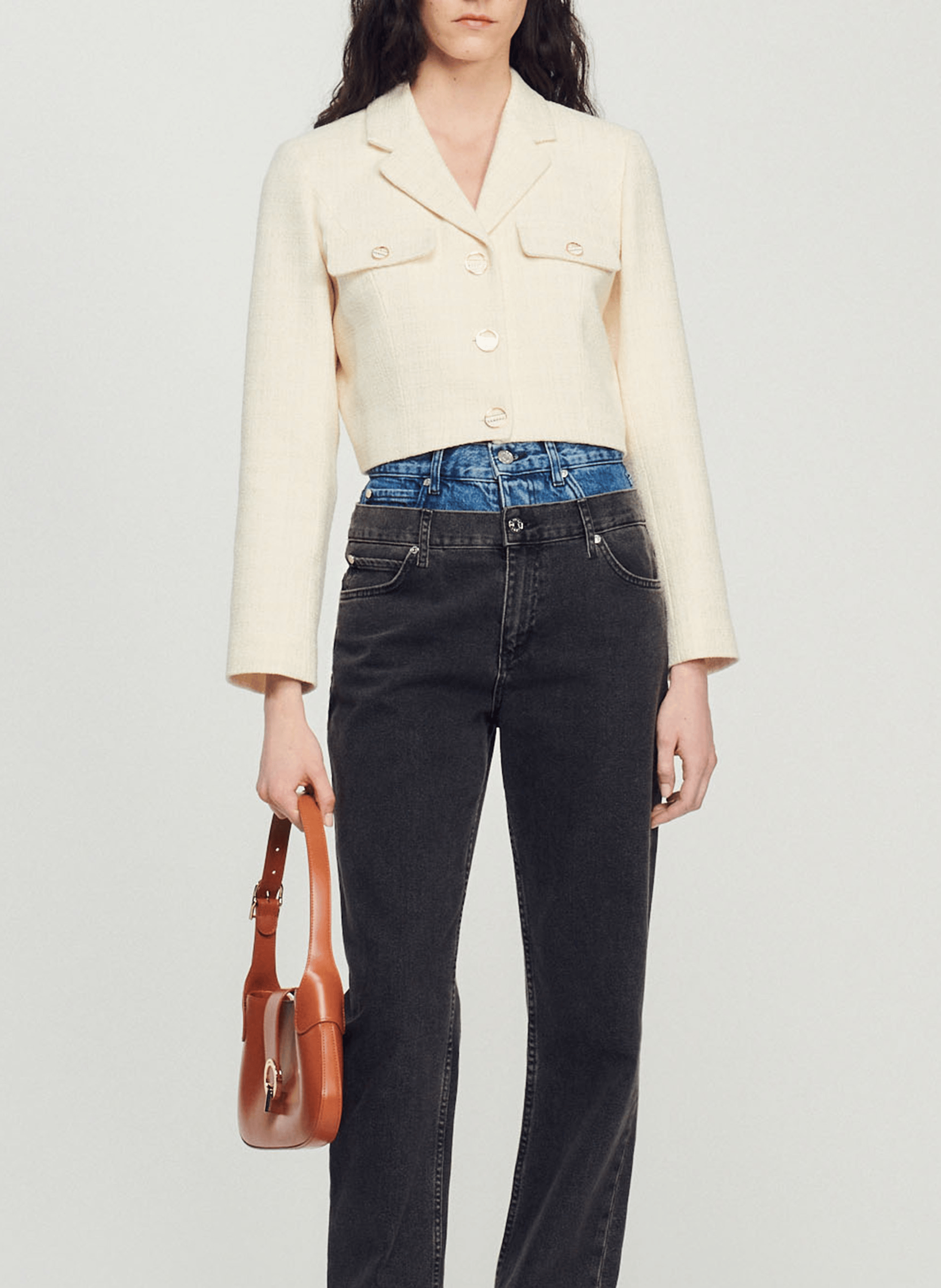 Veste courte en tweed | Blanc
