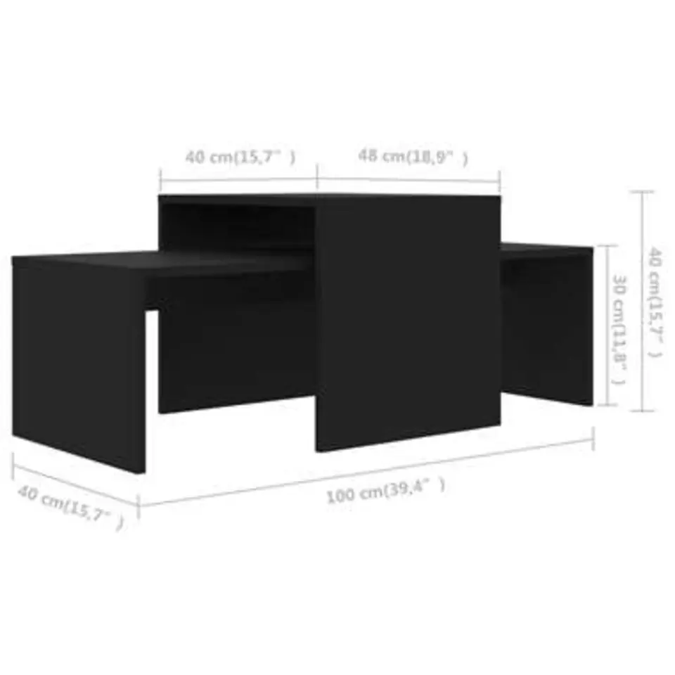 vidaXL - Salontafel - Zwart - Bewerkt hout