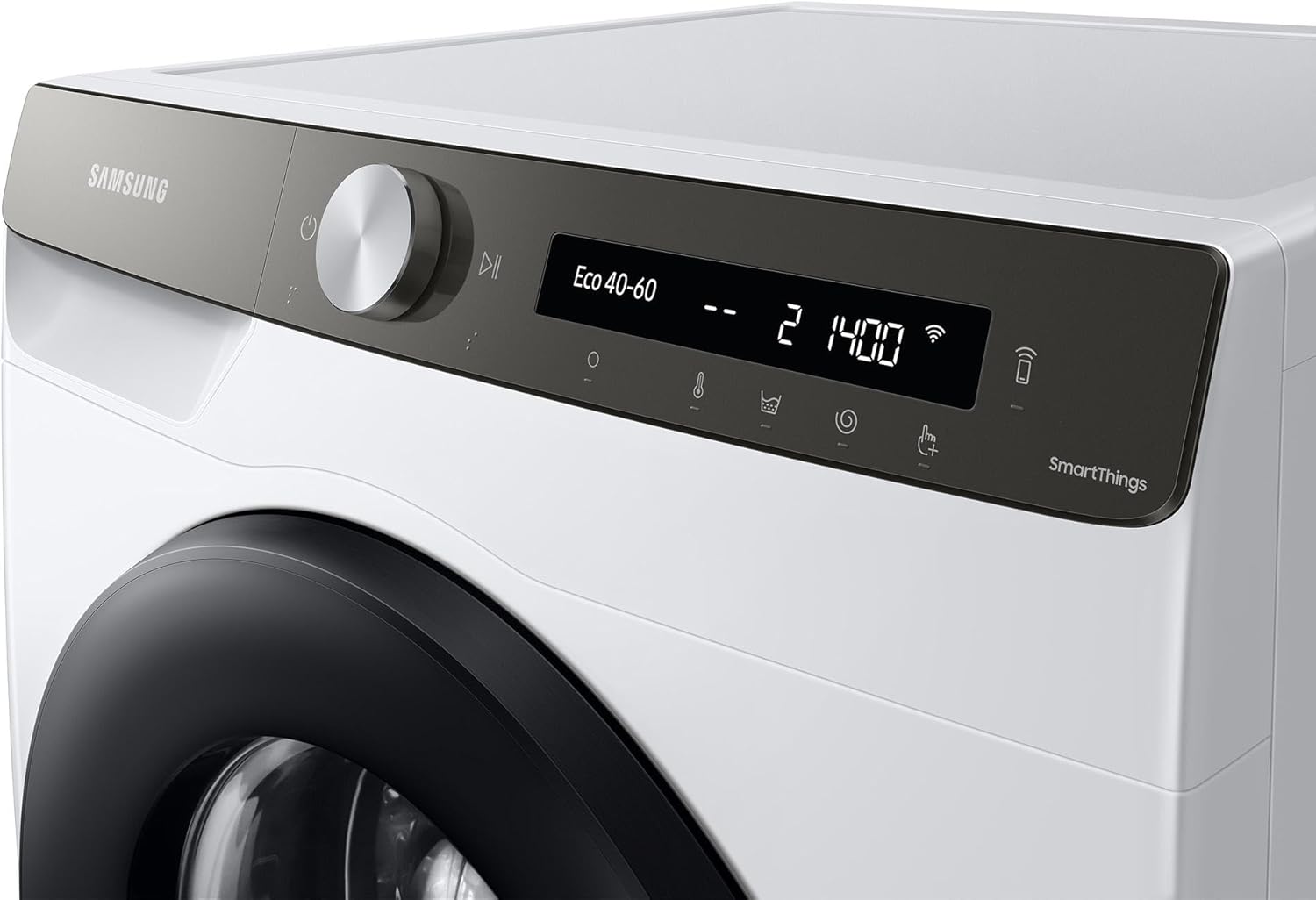Samsung Waschmaschine, 8 kg, 1400 U/min, Ecobubble, Automatische Waschmittel- und Weichspülerdosierung, Weiß/Schwarz, WW8ET534AATAS2