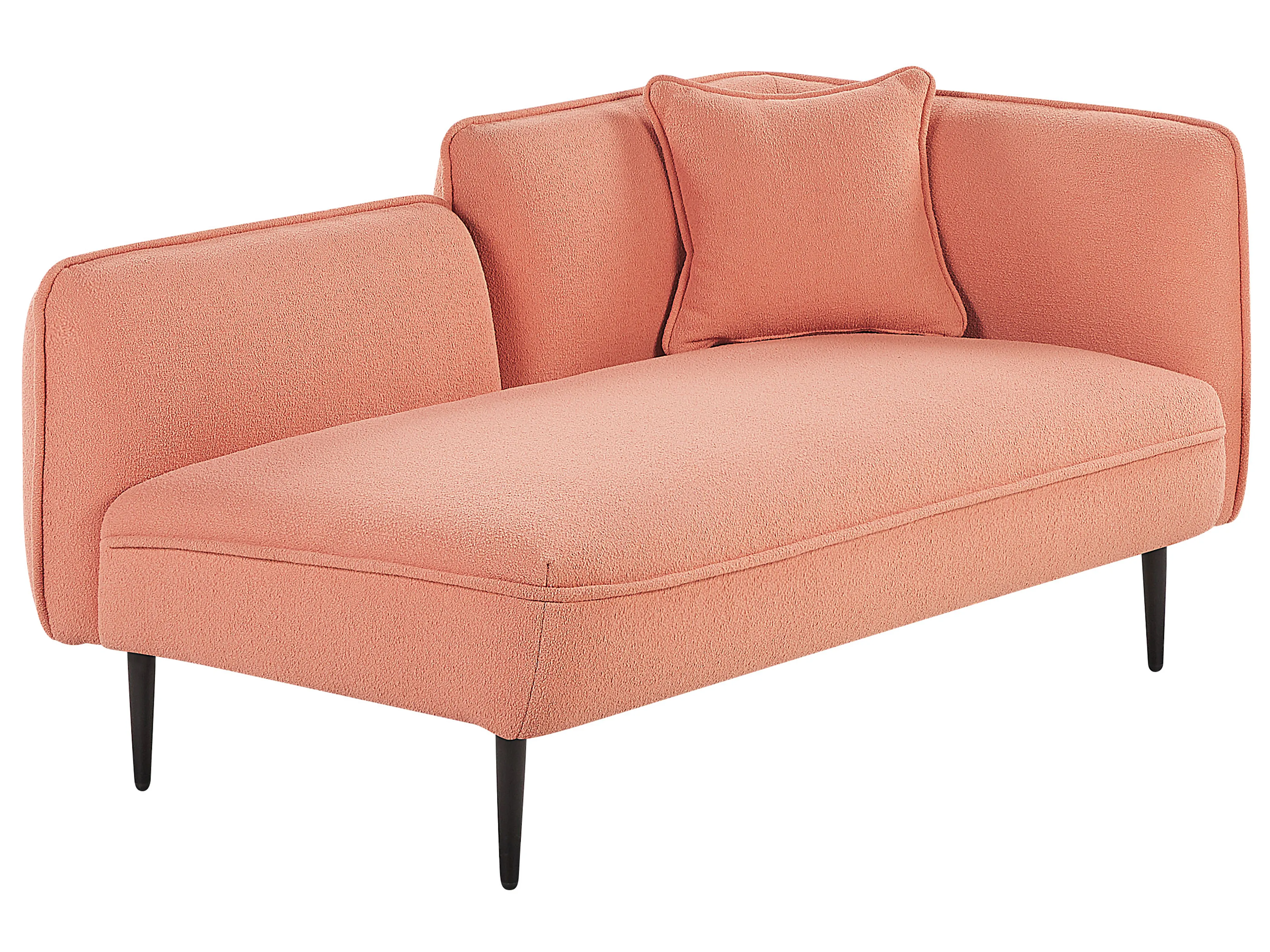 Rechtszijdige chaise longue CHEVANNES Bouclé Perzikroze