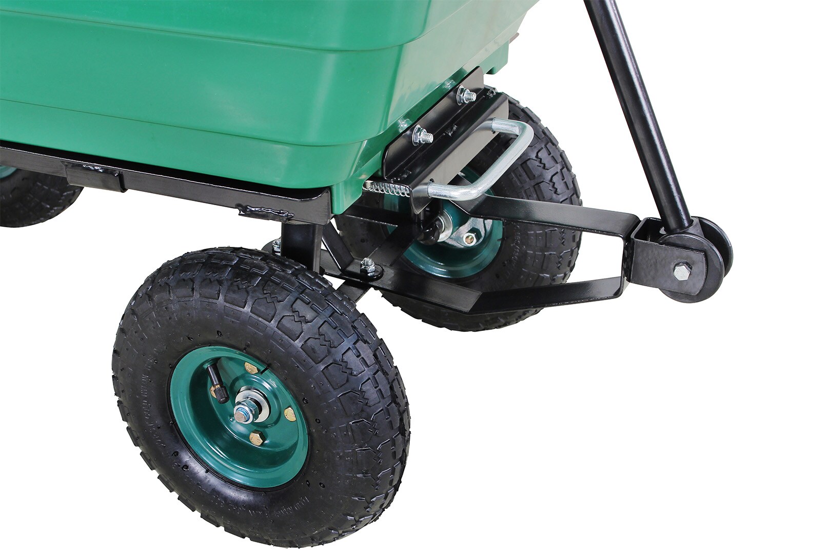 Miweba Bollerwagen Dumper, verriegelbare Kippfunktion, robuste PP-Wanne, Anhängerkupplung, bis 300kg (Grün)