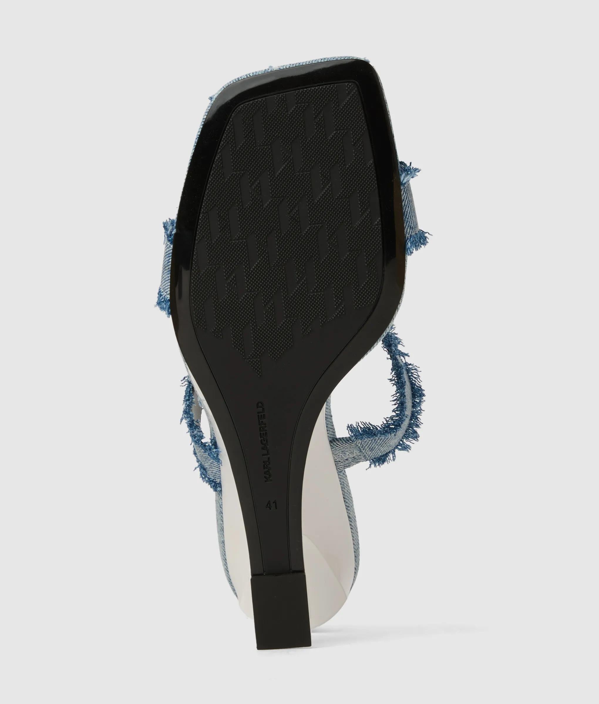 Waverly twin strap denim hak sandalen