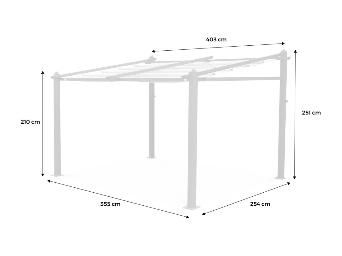 Toile de toit écrue pour tonnelle 3x4m Murum - toile de rechange pergola. toile de remplacement
