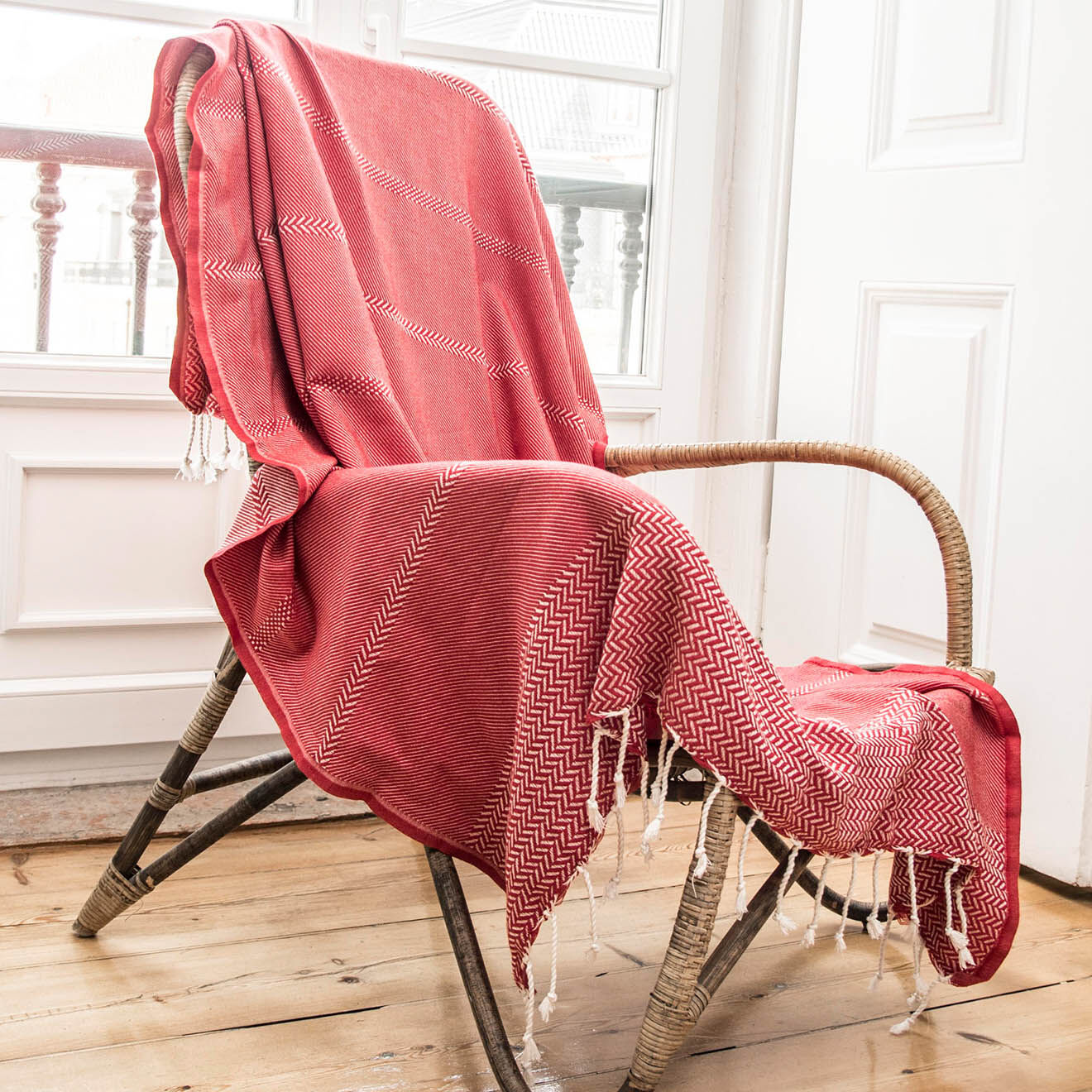 Febronie Plaid Oslo Jacquard rouge