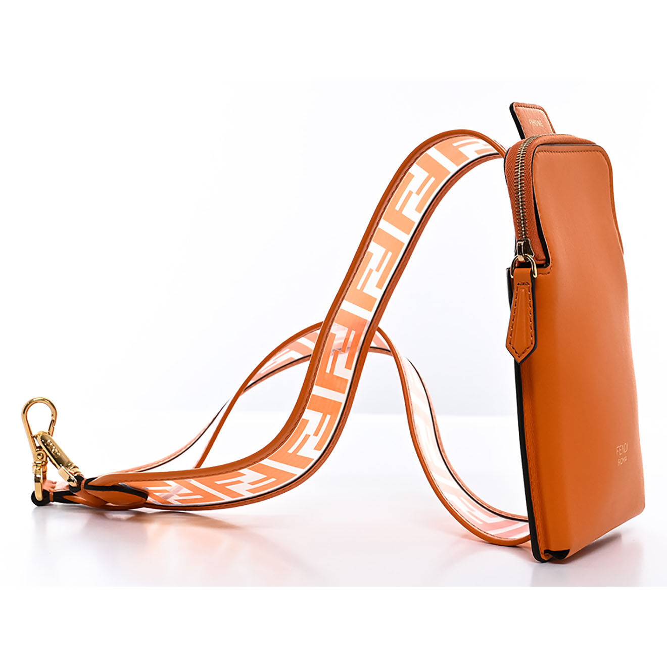 Fendi Pochette de téléphone en Cuir orange - Très bon état - 10x18 cm