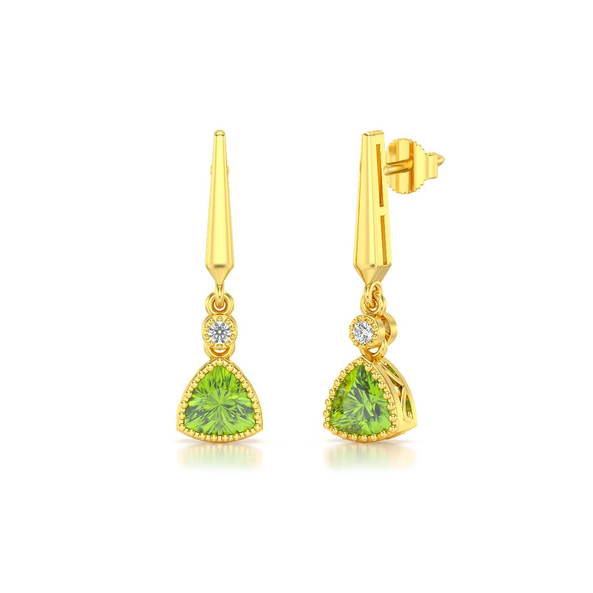 Boucles d'oreilles ADEN Or Jaune Péridot et Diamant 2.398grs