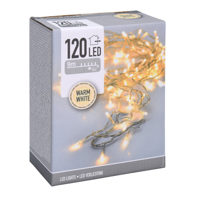 120er LED-Lichterkette - ca. 9 m - Kabel: weiß