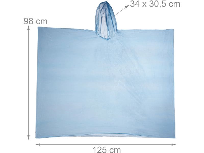relaxdays Regenponcho 20 Stück, Blau Regenschutz