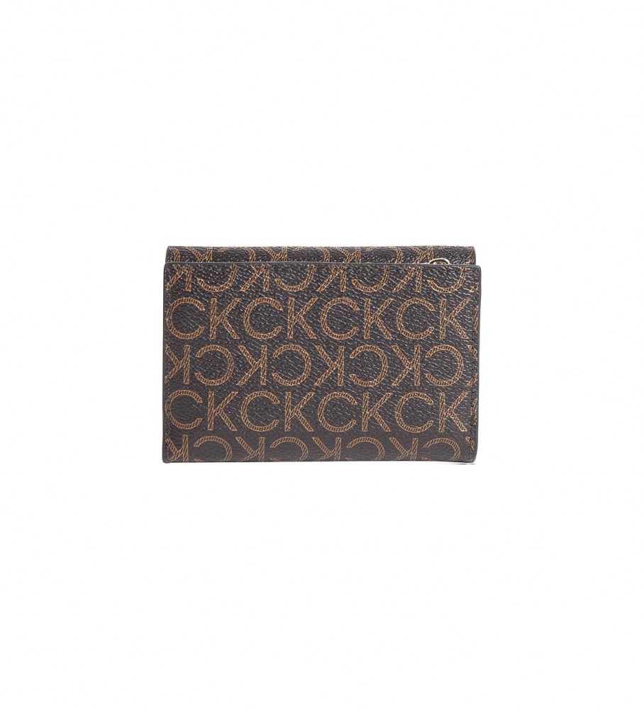 Carteira Calvin Klein Must Trifold Sm-Mono Marrom