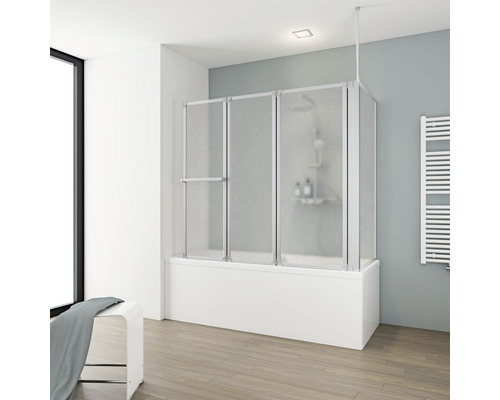 3-delige badwand met zijpaneel SCHULTE Komfort 128,8 x 140 cm helder glasprofiel kleur aluminium D1511 01 01 140