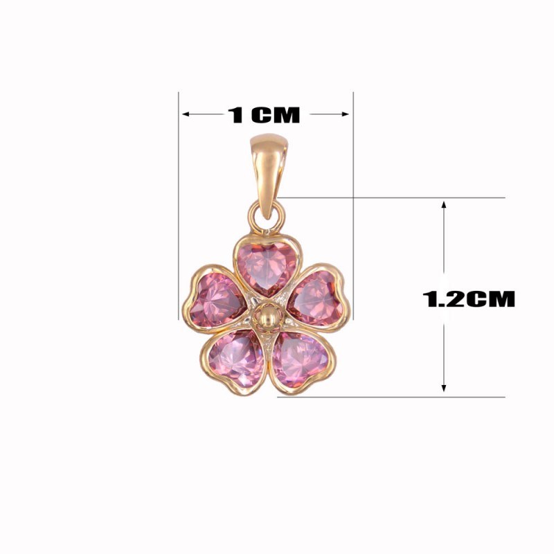 Collier - Pendentif Or Jaune et Zirconiums - Motif Fleur - Chaine Dorée