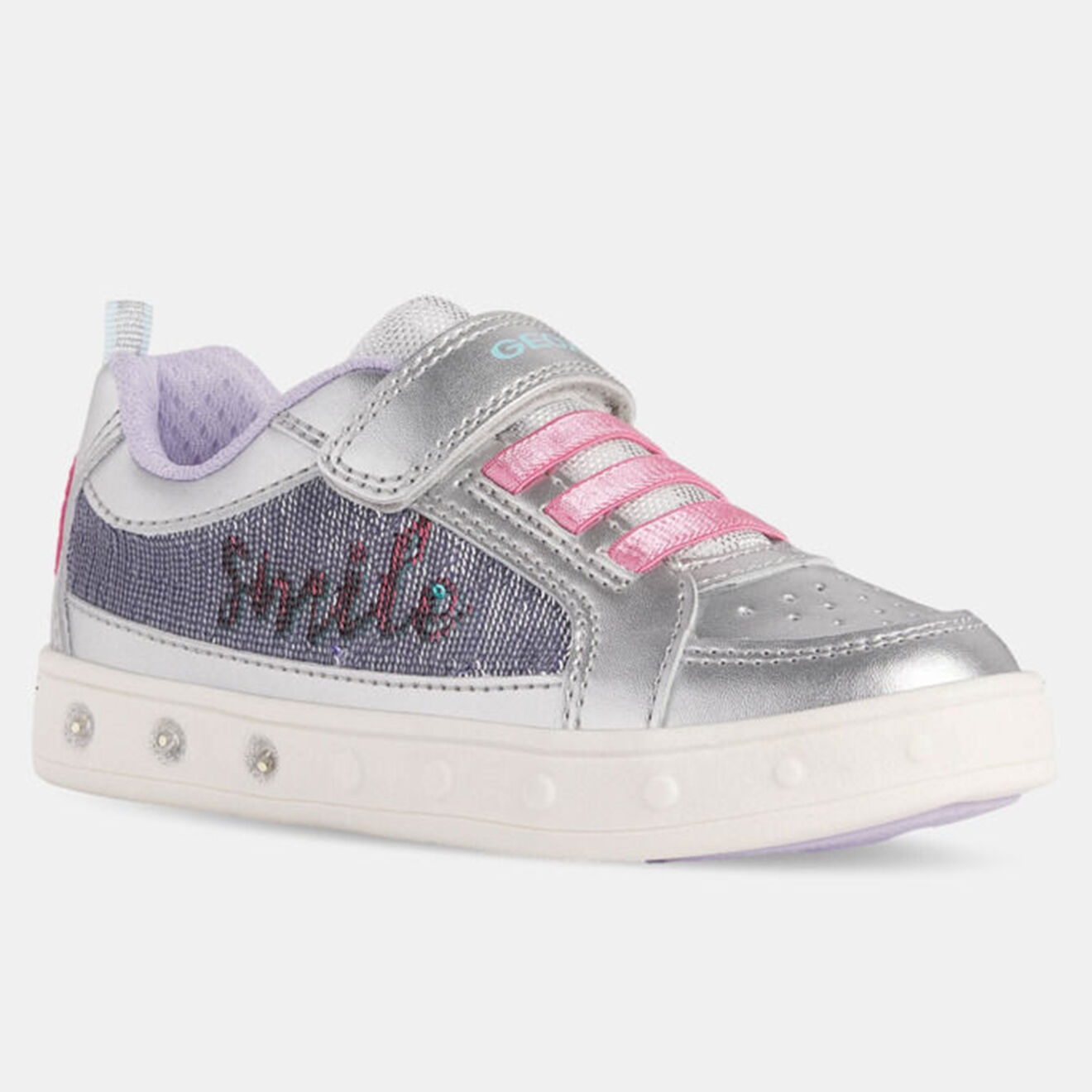Geox Baskets Skylin à scratchs métallisé argentées