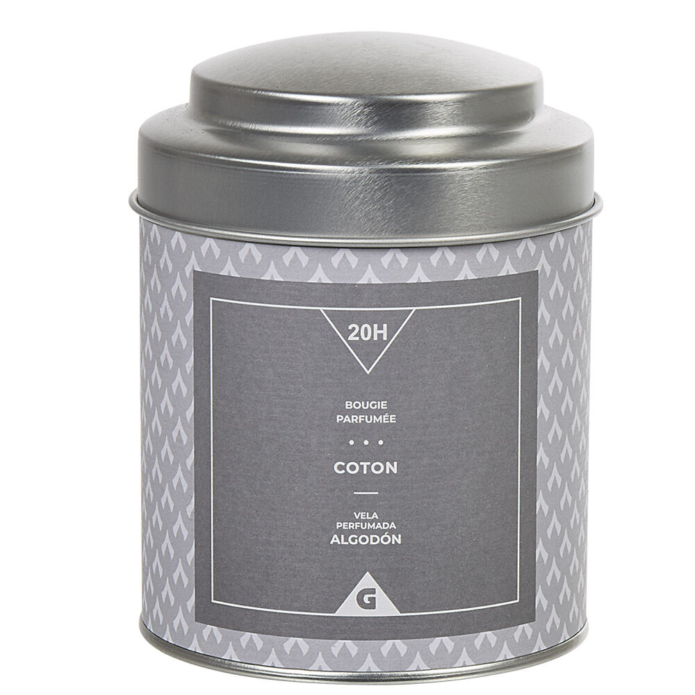Bougie parfumée dans pot en métal senteur coton