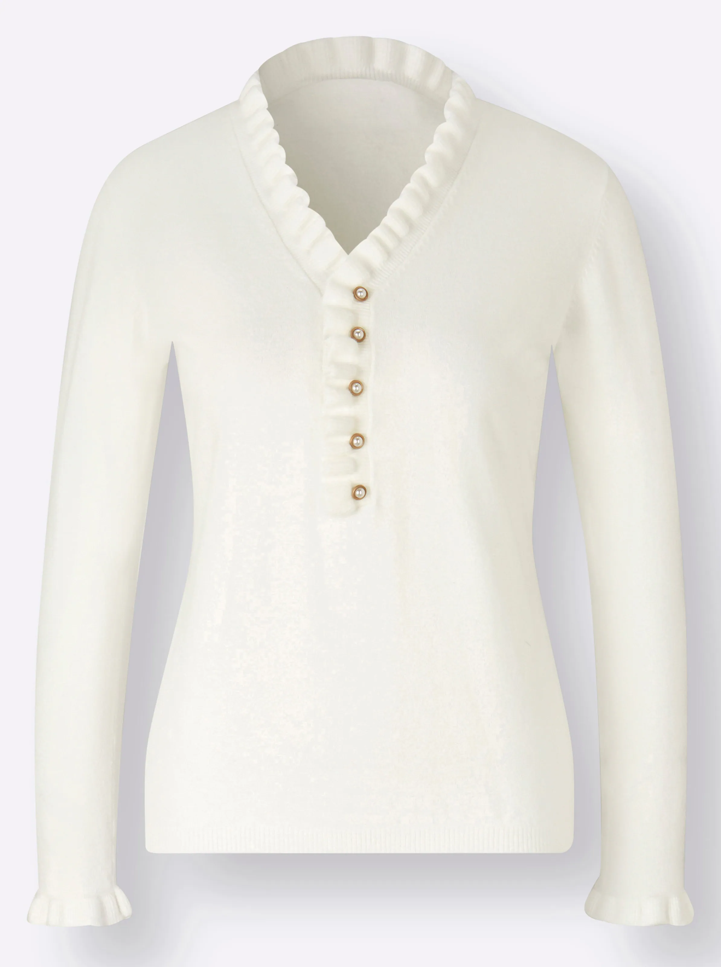 Langarm-Pullover in ecru