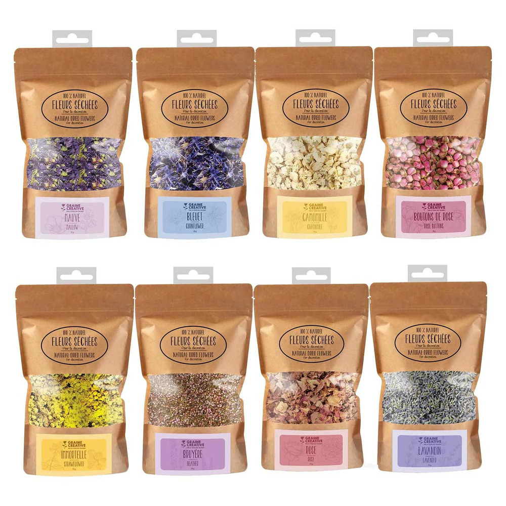 8 bouquets de fleurs séchées décoratives 150 g