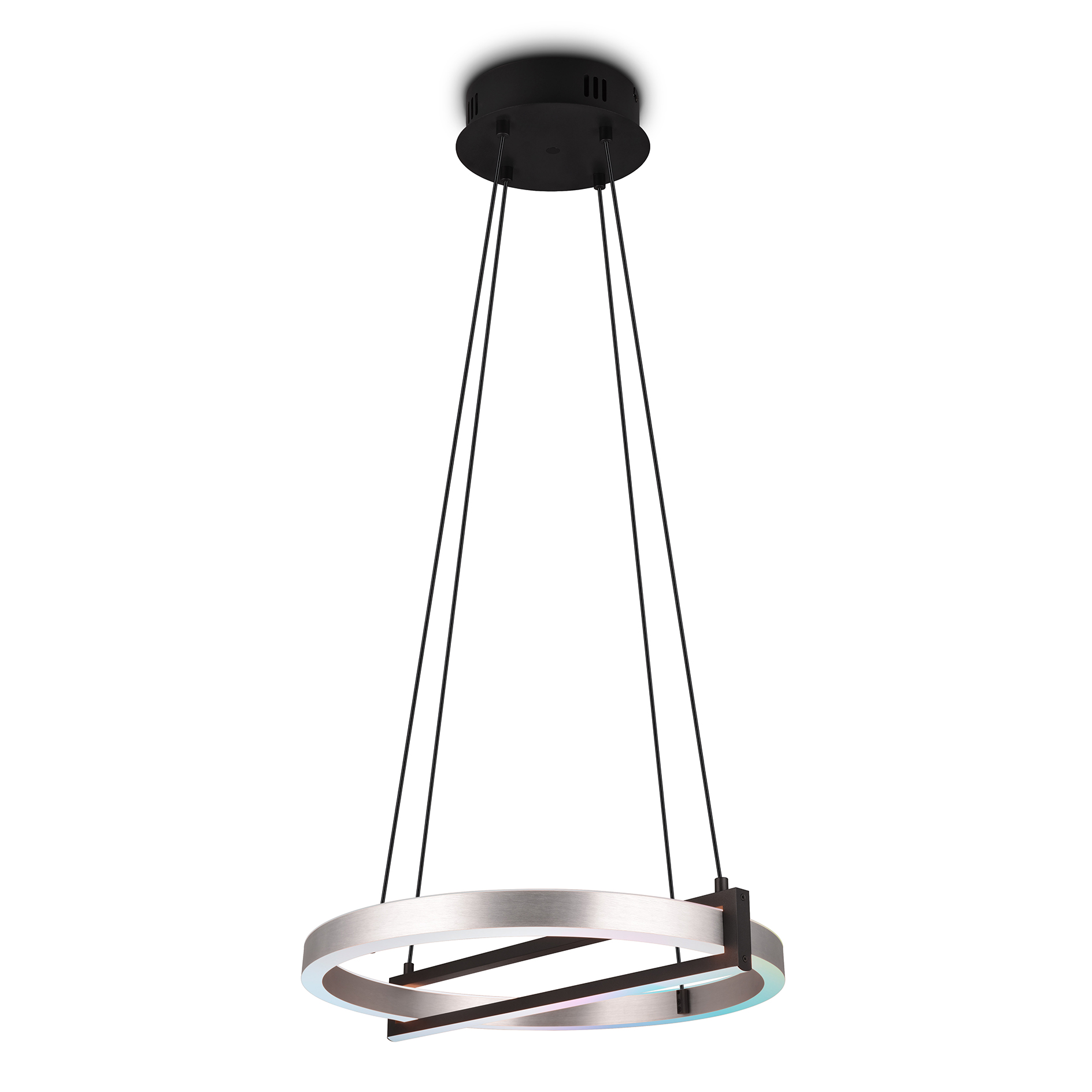 RGB-LED-Pendelleuchte - alufarben - schwarz matt - mit Fernbedienung