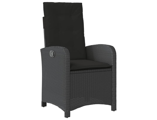 VIDAXL - Chaise inclinable de jardin avec coussins noir résine tress...