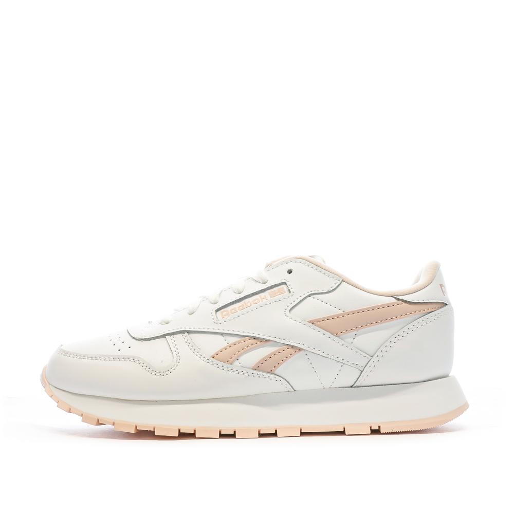 Reebok Baskets Blanches/Roses Femme Reebok Classic Leather