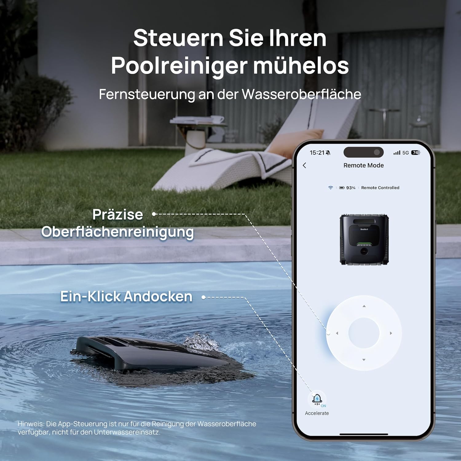 Beatbot AquaSense 2 Ultra Poolroboter, KI Mapping, 5in1 Komplettreinigung, KI-Schmutzerkennung, Mehrstufen-Plattformreinigung, Kabelloser Poolsauger Für Pools bis zu 300m²–Mitternachtblau