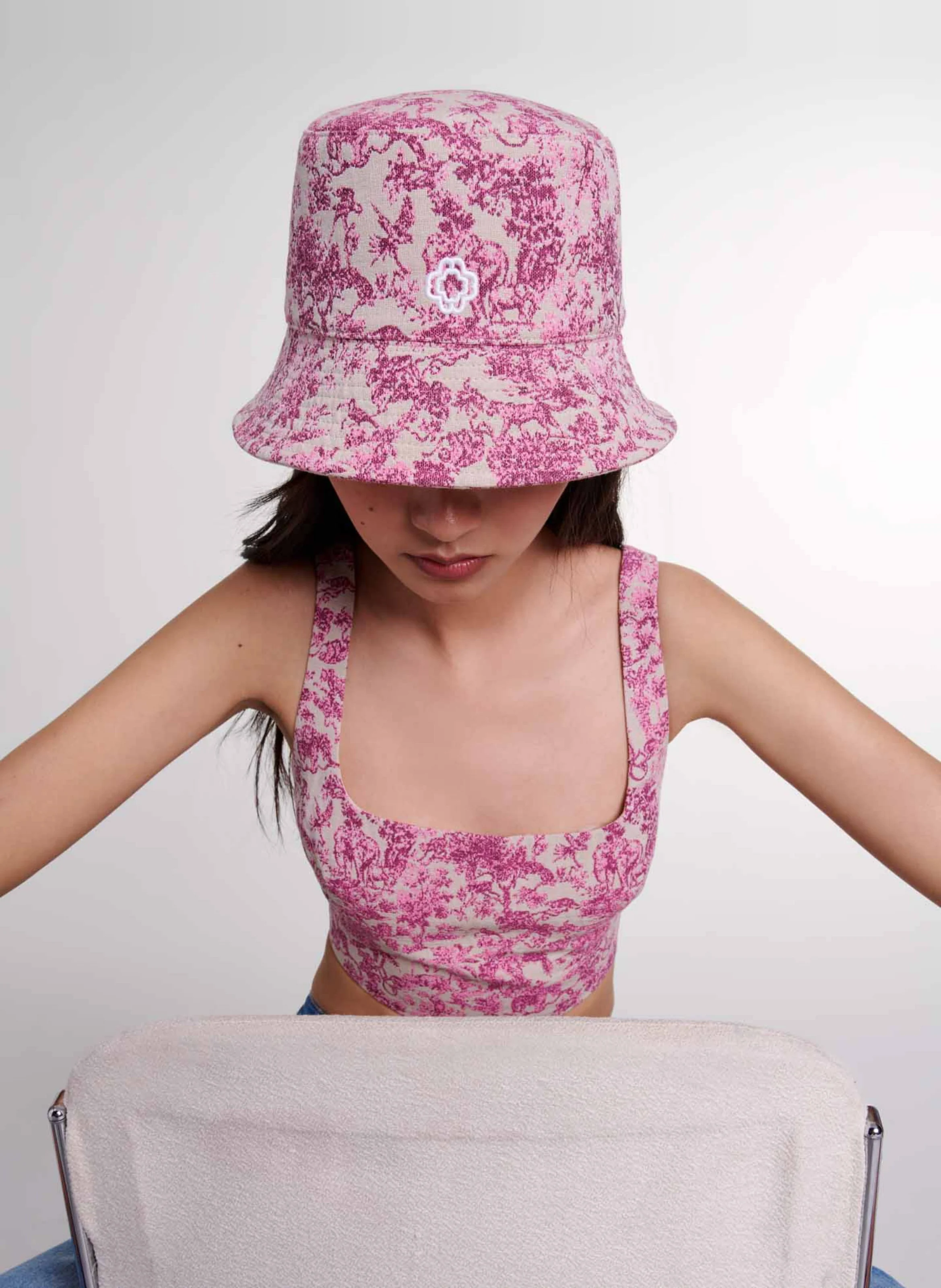 Bob imprimé en coton mélangé | Rose