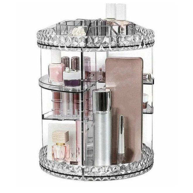 360° Rotierender Acryl Beauty Make Up Organizer Aufbewahrungsbox - Transparent