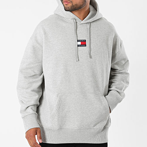 Sweat Capuche Tommy Badge 0904 Gris Chiné