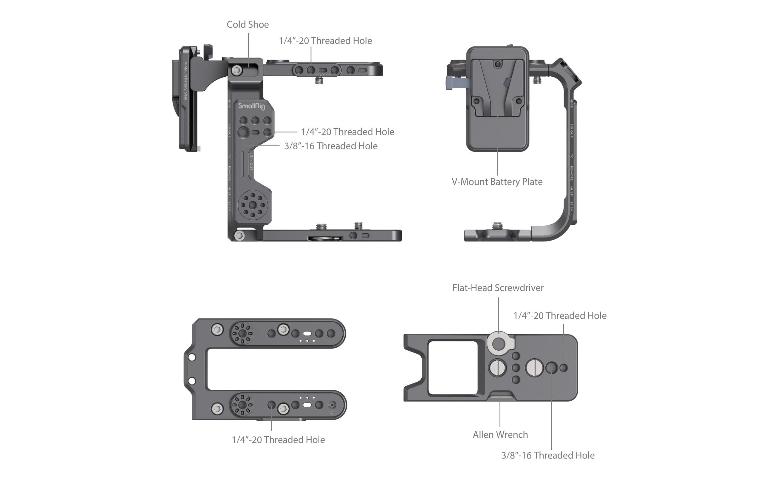 Cage Kit für Sony FX6<br>Kamerakäfig zum Schutz der Kamera und zur Befestigung von Zubehör
