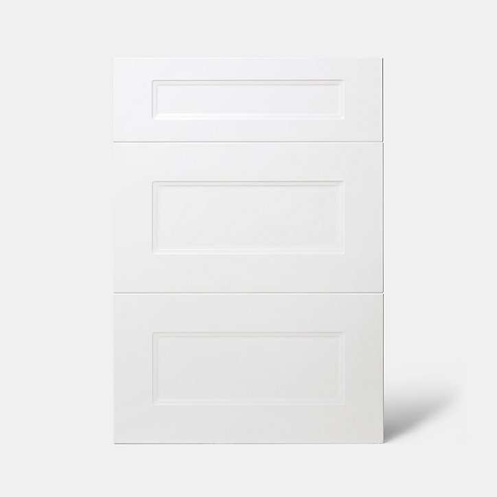 Façade de cuisine 1 tiroir et 2 casseroliers Artemisia blanc mat l. 50 cm x H. 72 cm GoodHome