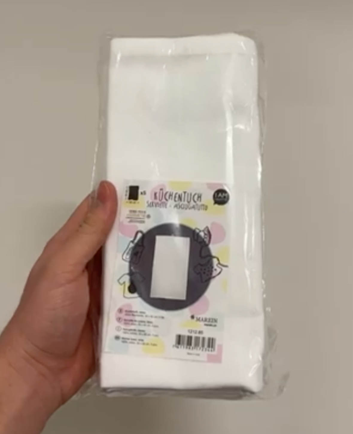 (5er Set) 50x85cm Baumwolle DIY Küchentuch Geschirrtuch - Weiss