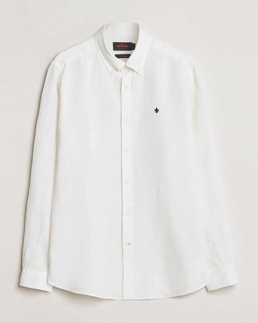 Morris Douglas Linen Button Down Shirt White