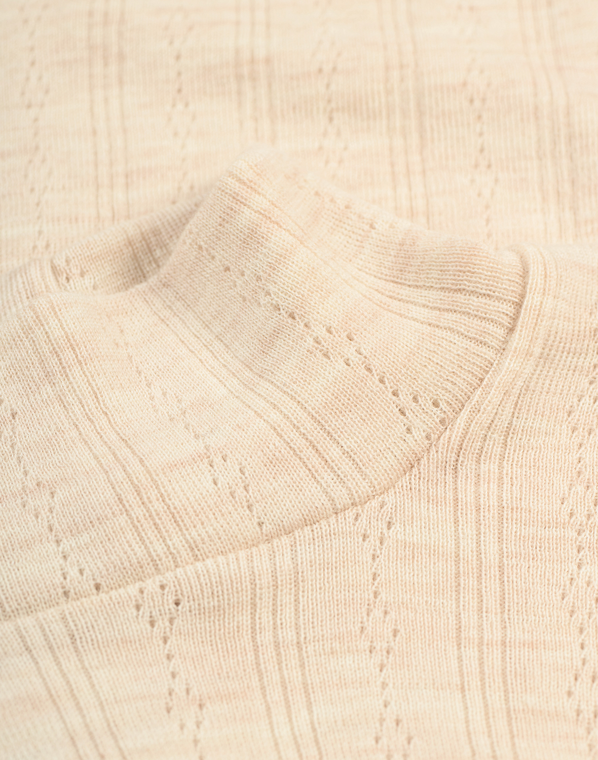 Pointelle shirt met hoge kraag van merinowol voor dames