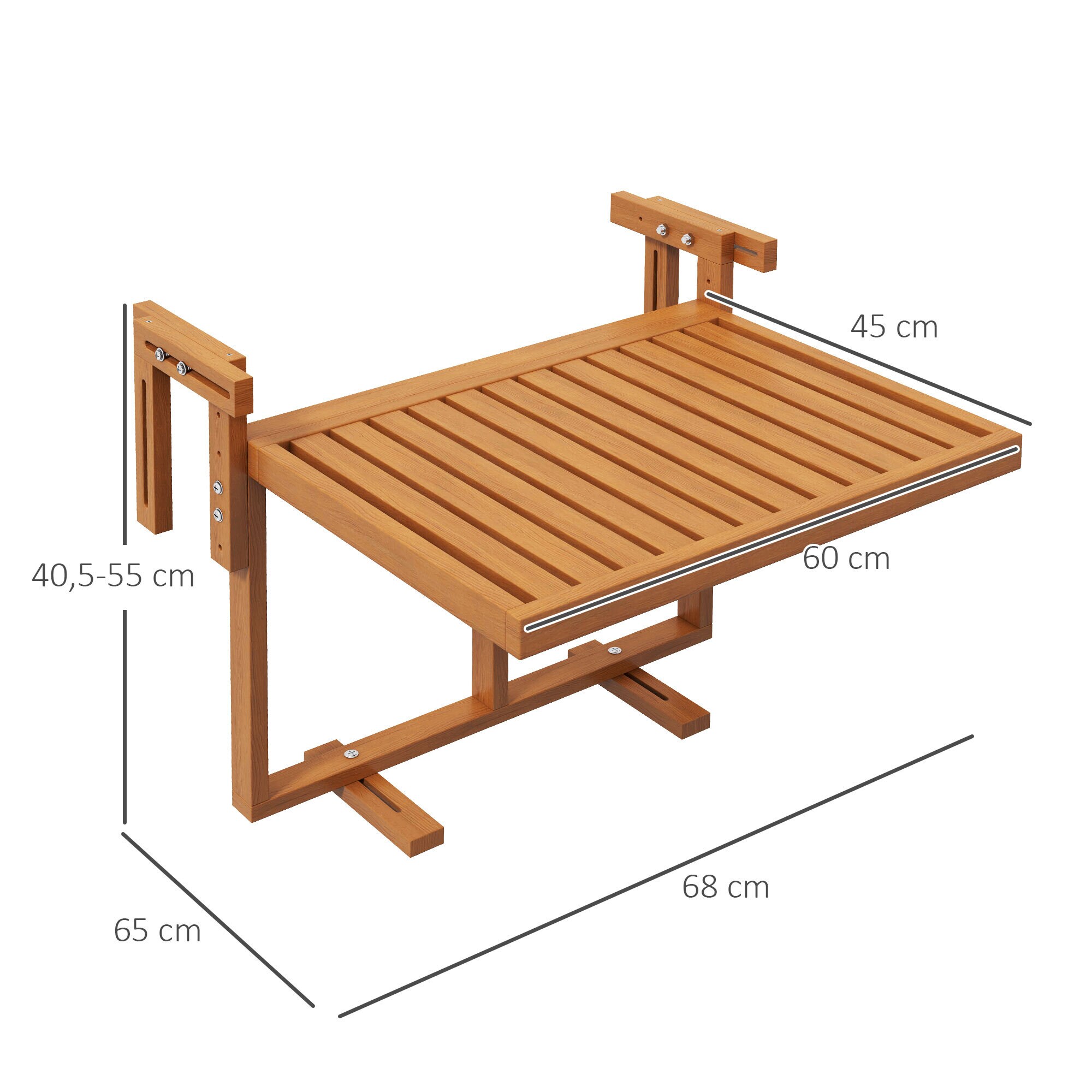 Outsunny Hängetisch mit 4 verstellbaren Positionen natur 68L x 65B x 55H cm