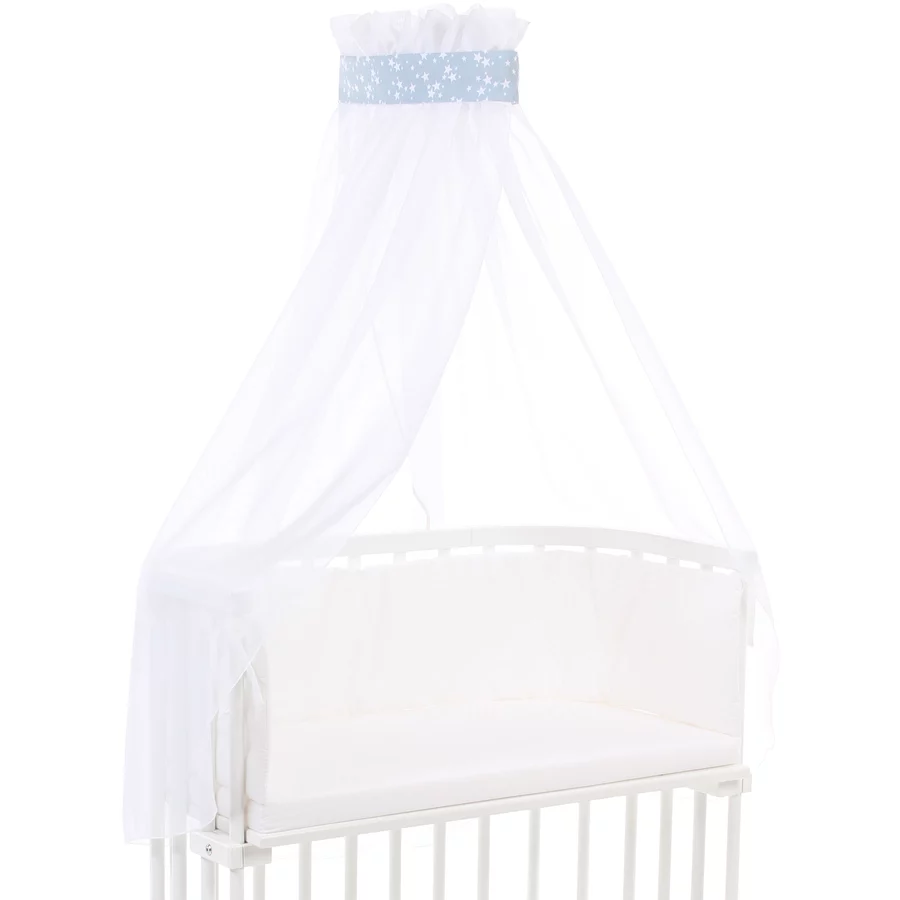 babybay Himmelstoff azurblau Sterne weiß 200 x 135 cm