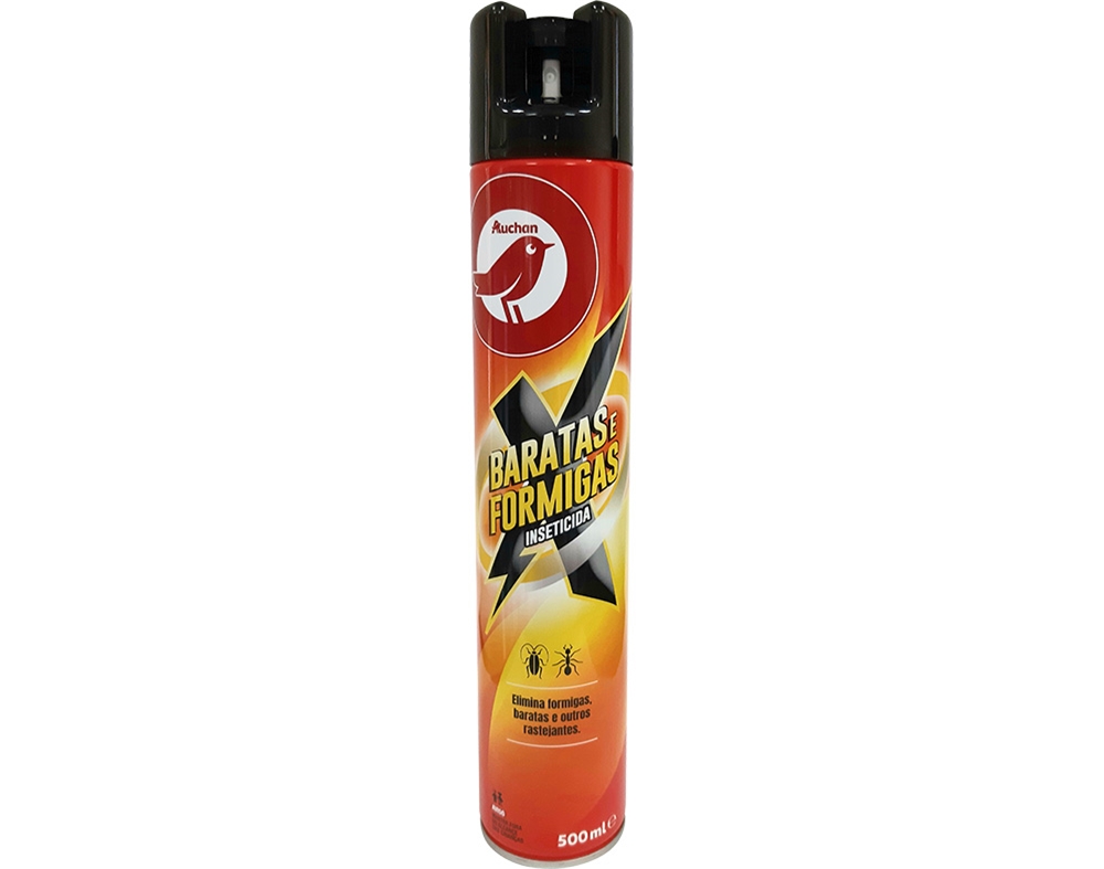 INSETICIDA AEROSSOL AUCHAN BARATAS E FORMIGAS 500ML