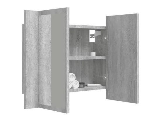 Armoire à miroir LED Sonoma gris 60x12x45 cm Bois d'ingénierie
