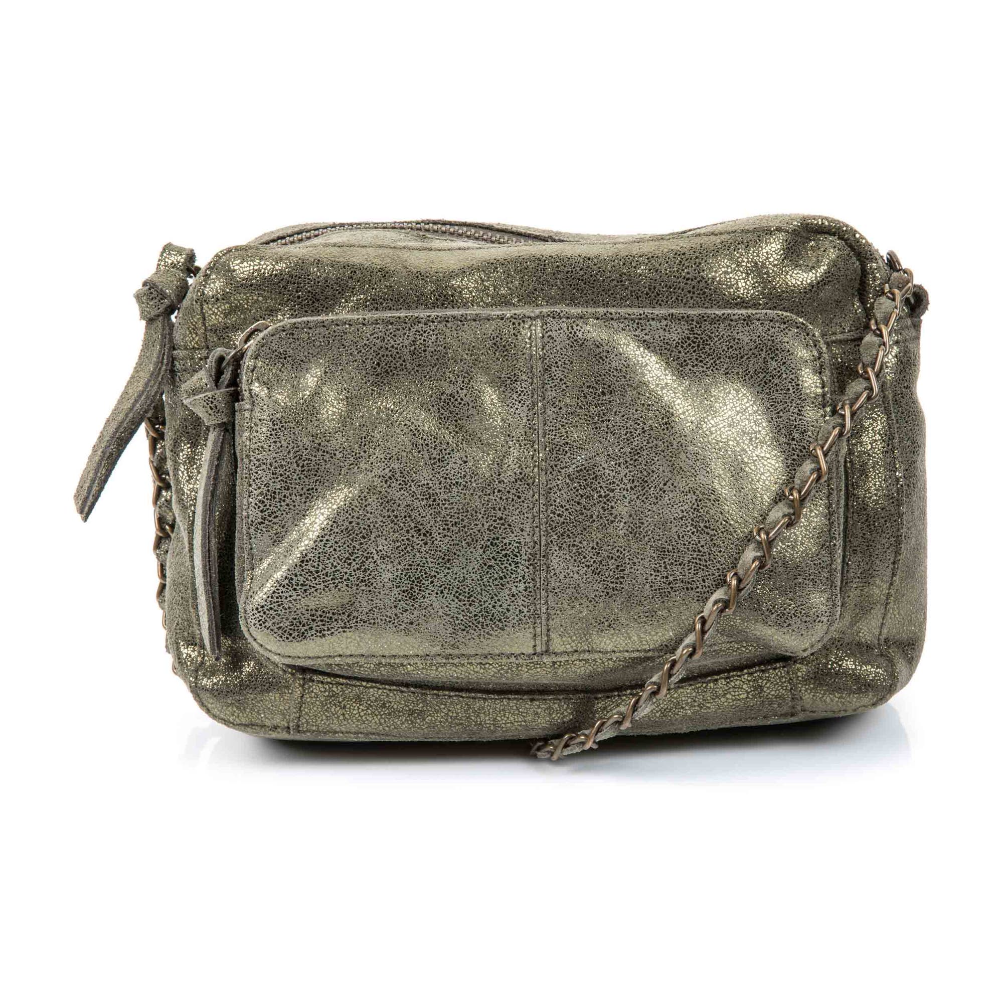 Sac bandoulière en cuir kaki