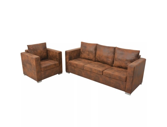 VIDAXL - Ensemble de canapés 2 pcs cuir daim synthétique
