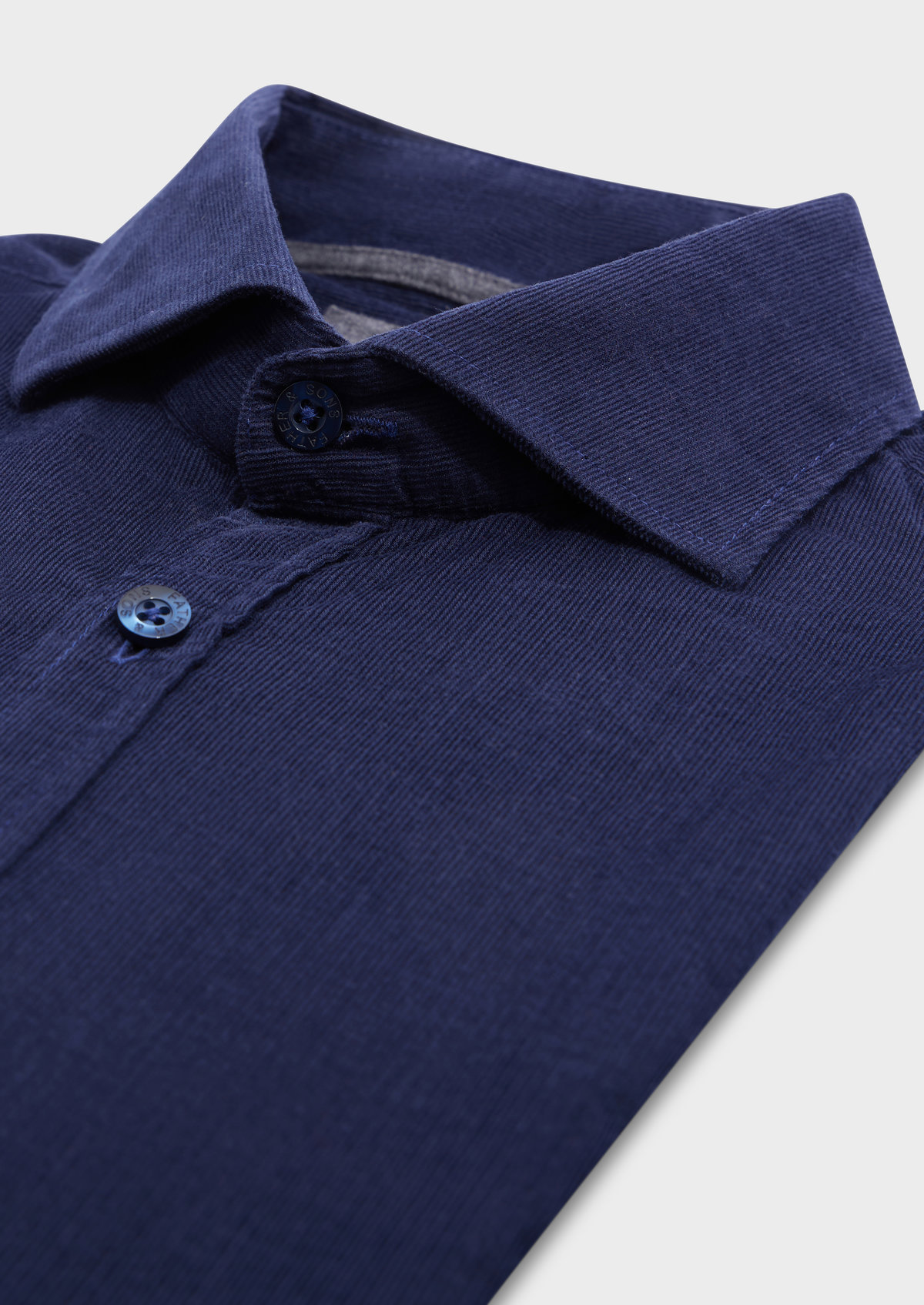 Chemise sport Slim en velours côtelé uni bleu marine