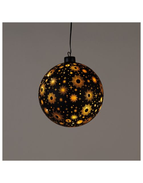 Anna's Collection Glasbal Kosmos - Kerstverlichting - 15 cm Zwart Goud