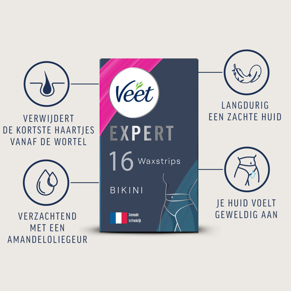 Veet Expert Koude Waxstrips Bikini Sensitive16 stuks