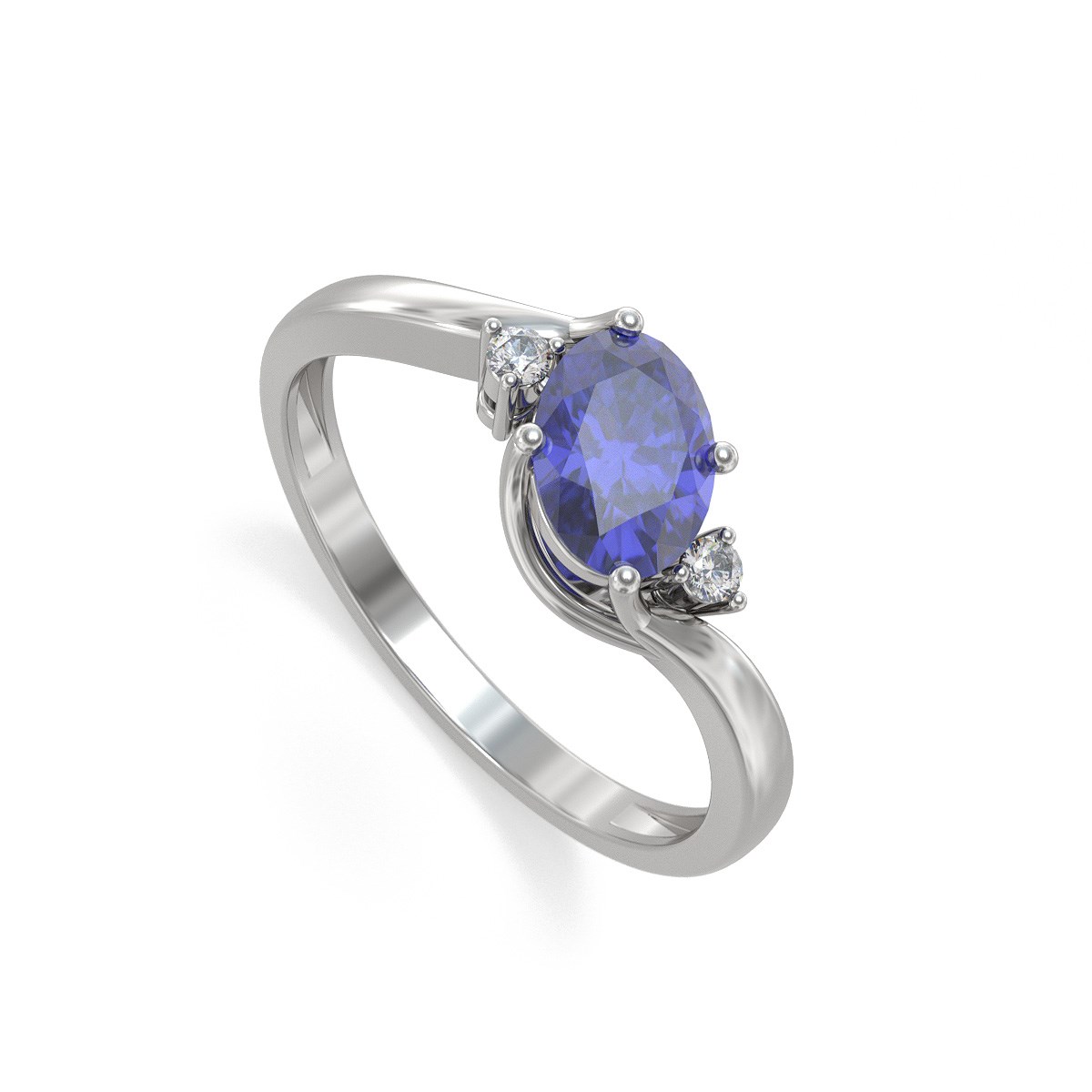 Bague ADEN Tanzanite et diamants sur Argent 925 1.58grs