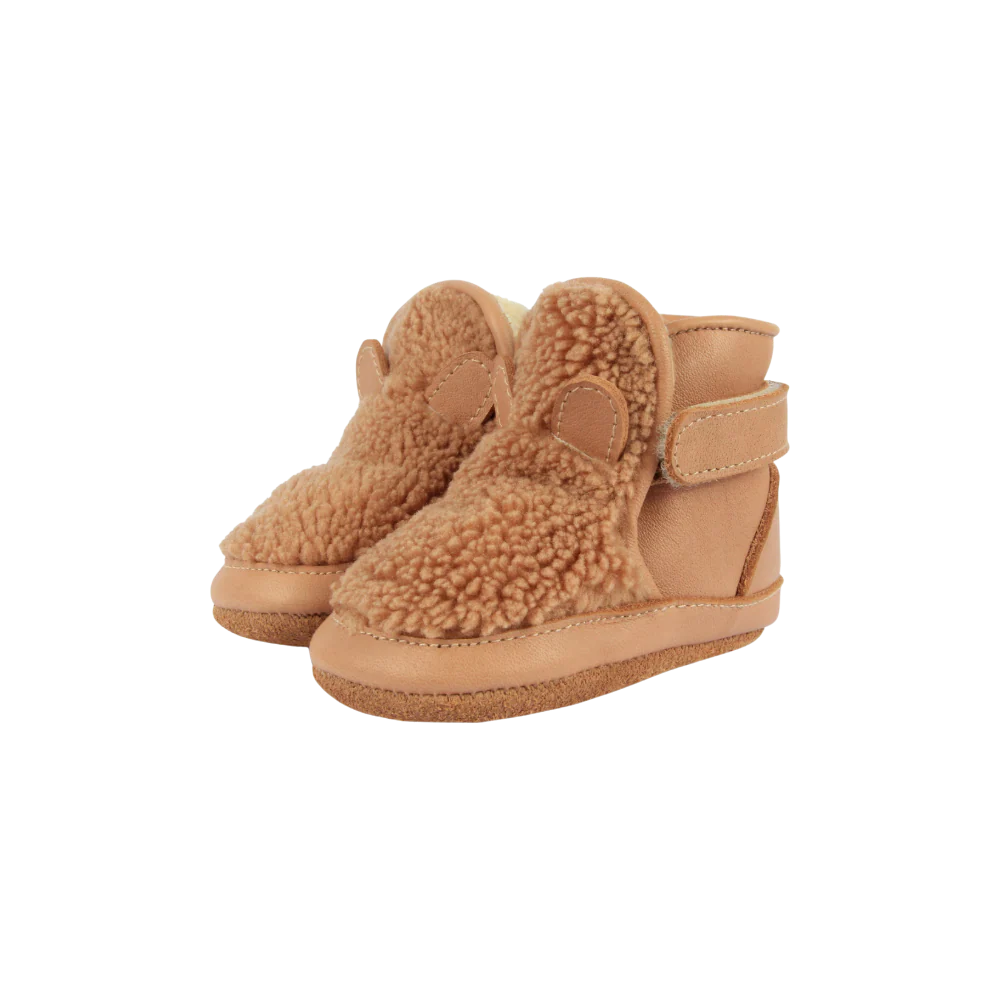 Richy Booties | Teddy Bear | Light Maple Curly Faux Fur